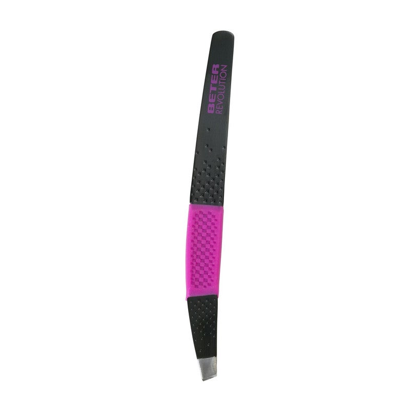 BETER Stainless steel tweezers, with grip, slanted-tip - Image 1